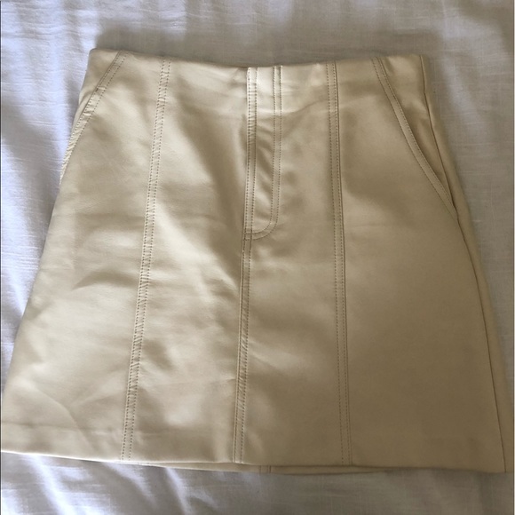 Zara Dresses & Skirts - Zara Cream Leather Skirt